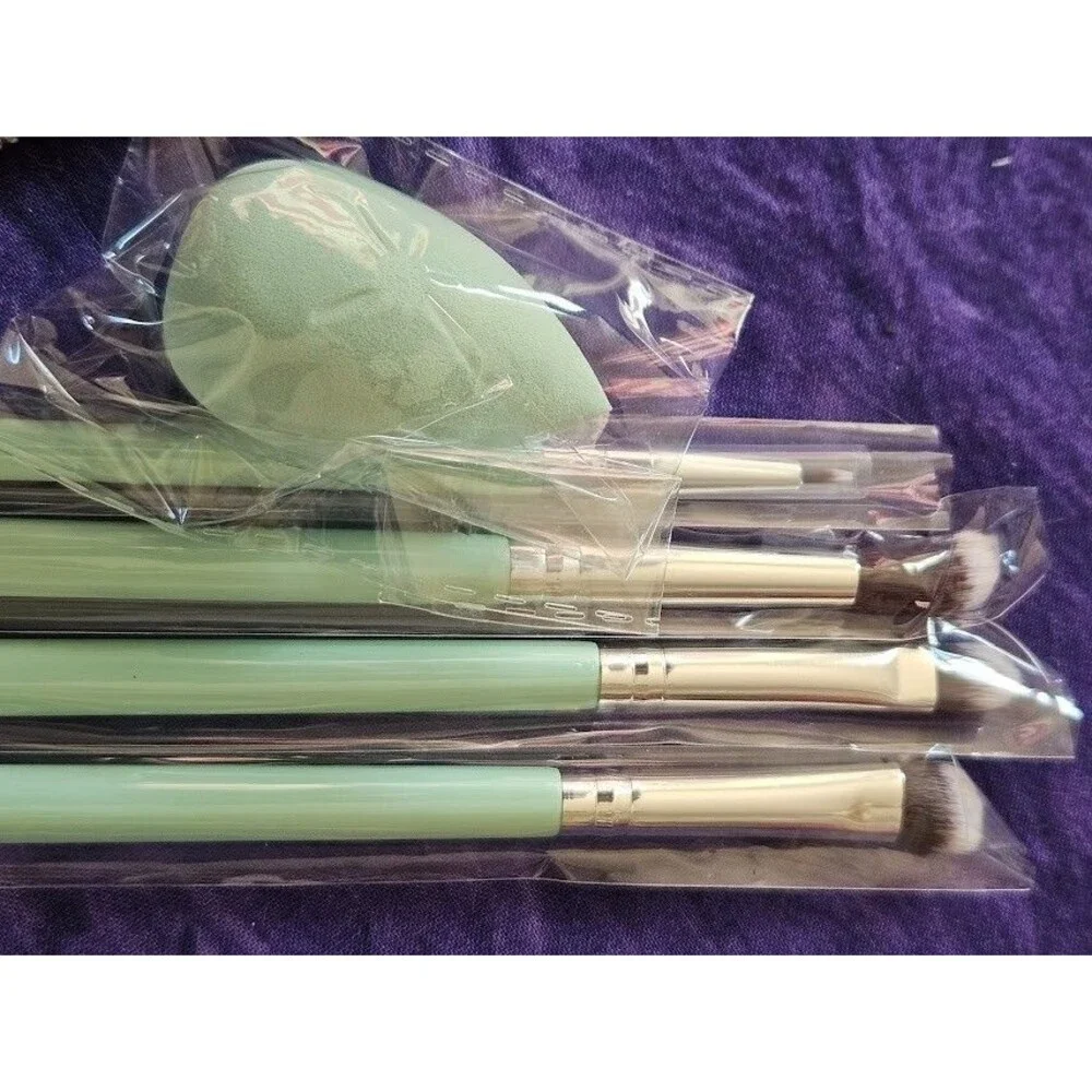 LUXIE Florals 5pc Eye Brush Mini Blender Sponge Set Purple Pouch Bag Makeup Tool